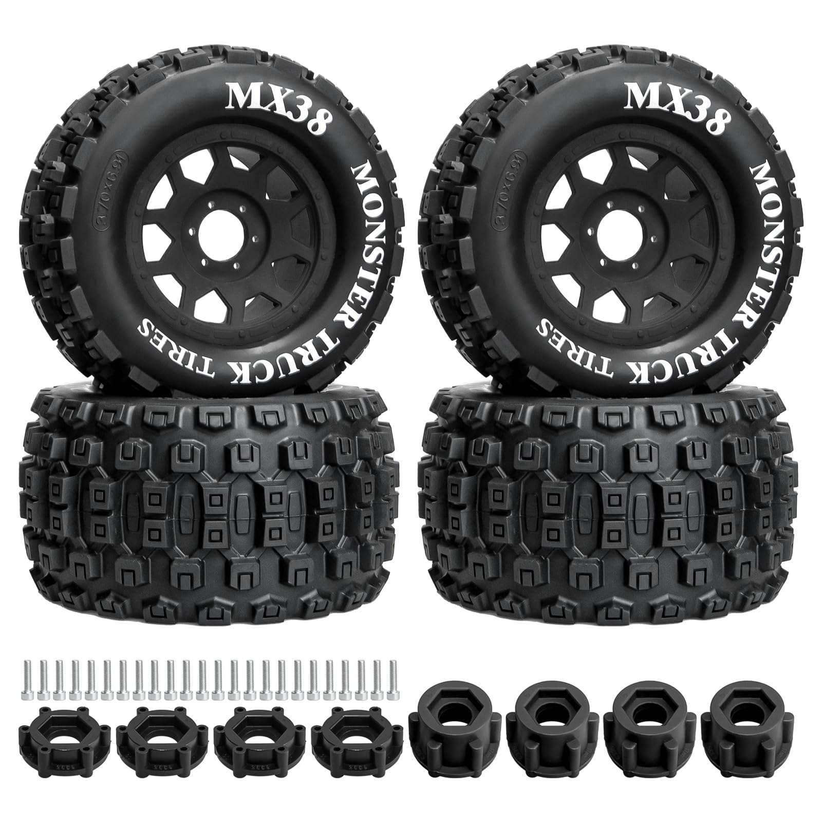 Amazon | LRFHL MX38 F/R 3.8インチ RCタイヤとホイール 1/8